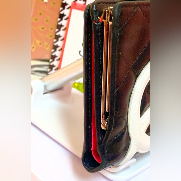 Chanel Cambon Line Bifold Wallet Black Pink CC Matelasse Leather - Picture 7 of 17
